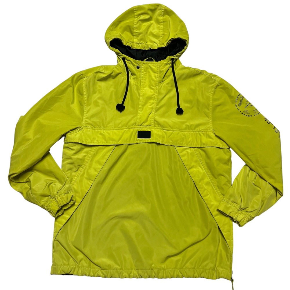 Zara DNWR Neon Lime Yellow Anorak Windbreaker Jacket Mens Size M